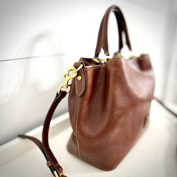 Dooney & Bourke Chestnut Florentine Leather Barlow Satchel Crossbody Handbag - Picture 8 of 16